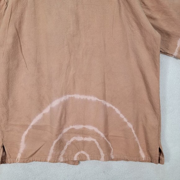 Vintage Cotton Palm Beige Cotton Tie Dye Button Down Collared Rare Casual Shirt - Picture 10 of 15